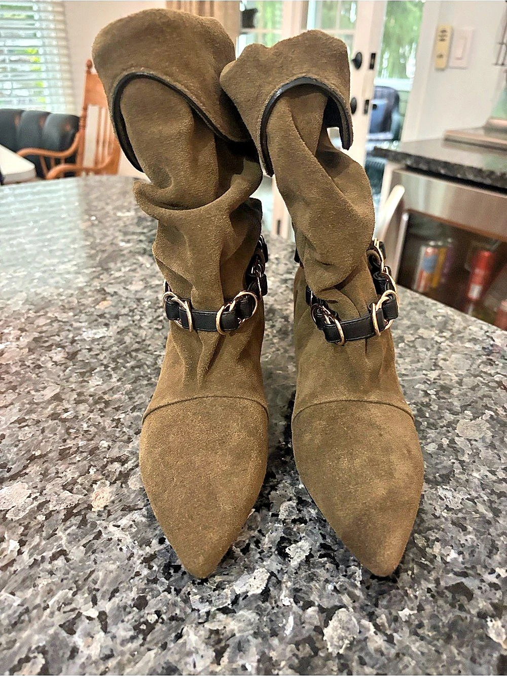 Isabel Marant Edrik Rings Ring Detail Suede Ankle Boots in Brown